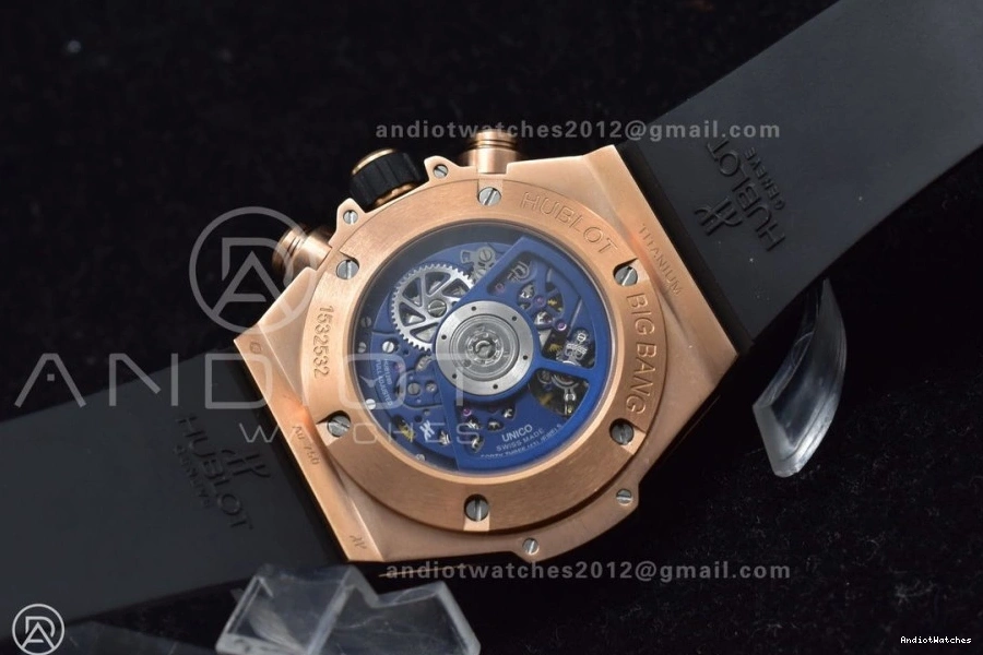 Edition Rubber RG 894 Bang Big 1:1 NewStyle A Hublot ZF Skeleton on Unico Blue Best Blue Strap Dial 1025